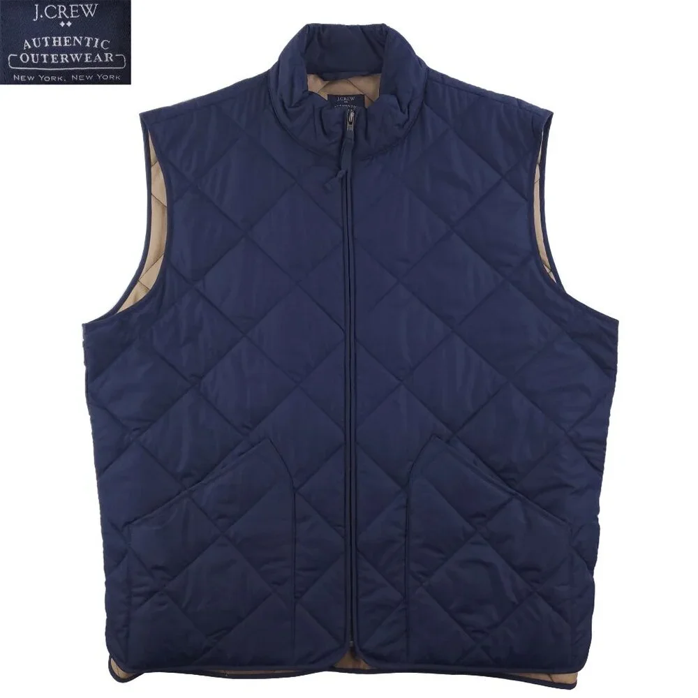J. Crew Walker Vest Quilted Sleeveless Jacket Full Zip 47752 Men's XL